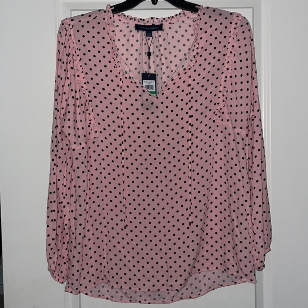 Pink and Black Polka Dot NWT Tommy Hilfiger blouse